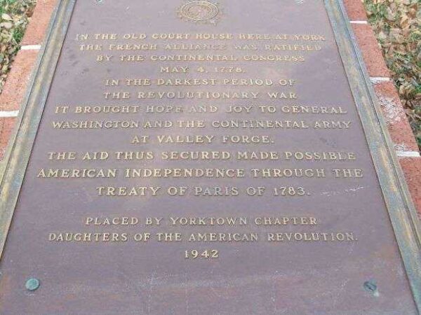 FRENCH ALLIANCE REVOLUTIONARY WAR MEMORIAL MARKER