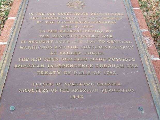 FRENCH ALLIANCE REVOLUTIONARY WAR MEMORIAL MARKER