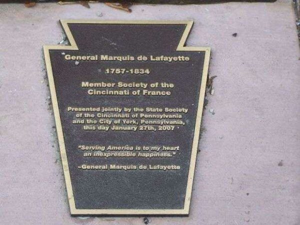 GENERAL MARQUIS DE LAFAYETTE SOCIETY OF THE CINCINNATI PLAQUE