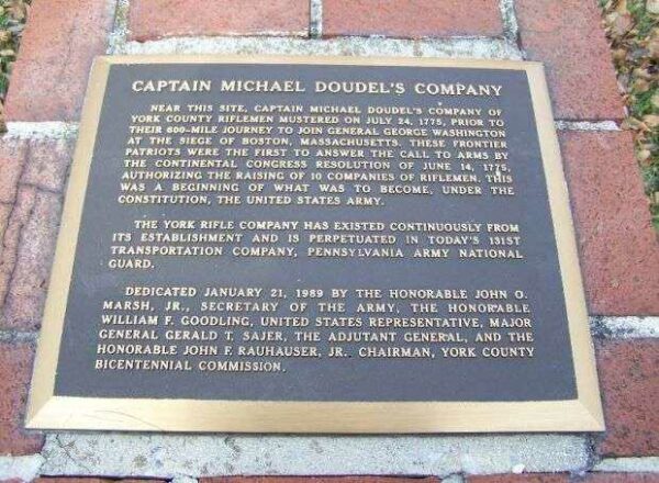CAPTAIN MICHAEL DOUDEL’S COMPANY REVOLUTIONARY WAR MEMORIAL PLAQUE