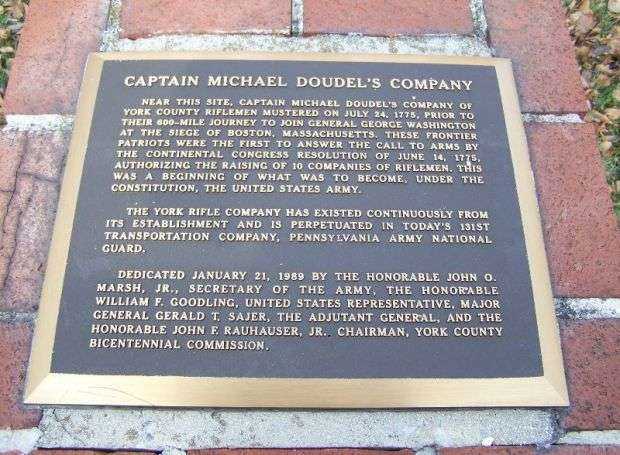 CAPTAIN MICHAEL DOUDEL’S COMPANY REVOLUTIONARY WAR MEMORIAL PLAQUE