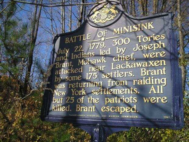 BATTLE OF MINISINK REVOLUTIONARY WAR MEMORIAL MARKER LACKAWAXEN