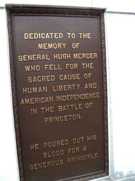 GENERAL HUGH MERCER MONUMENT PLAQUE