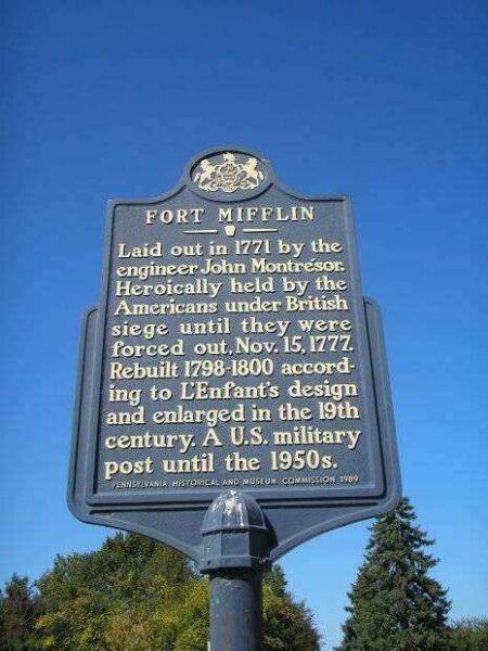 FORT MIFFLIN REVOLUTIONARY WAR MEMORIAL MARKER
