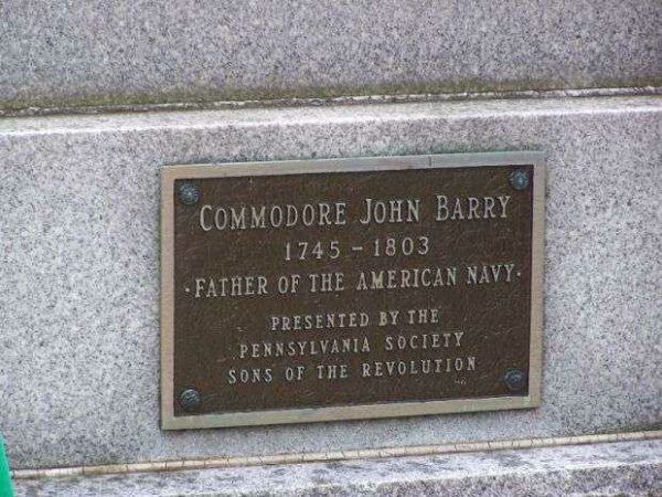 COMMODORE JOHN BARRY REVOLUTIONARY WAR MEMORIAL PLAQUE