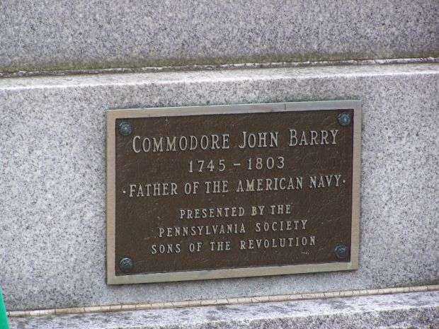 COMMODORE JOHN BARRY REVOLUTIONARY WAR MEMORIAL PLAQUE