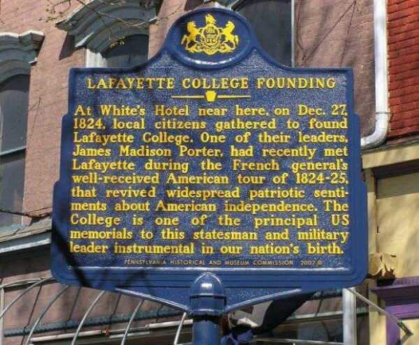 LAFAYETTE COLLEGE FOUNDING REVOLUTIONARY WAR MEMORIAL MARKER