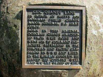 GEN. QUANDT LANE MEMORIAL PLAQUE