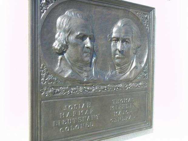 PENNSYLVANIA REVOLUTIONARY WAR MEMORIAL COLUMNS BRONZE RELIEF PORTRAIT LEFT COLUMN