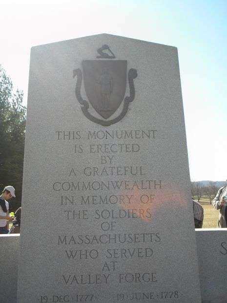 MASSACHUSETTS SOLDIERS WHO SERVED AT VALLEY FORGE MONUMENT