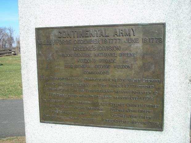 CONTINENTAL ARMY, GREENE’S DIVISION, WEEDON’S BRIGADE WAR MEMORIAL