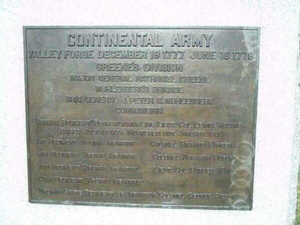 CONTINENTAL ARMY GREENE’S DIVISION, MUHLENBERG’S BRIGADE WAR MEMORIAL