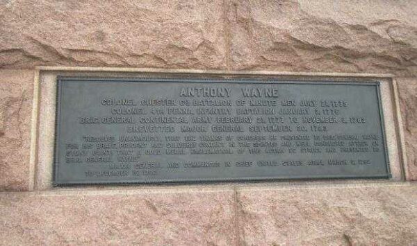 ANTHONY WAYNE REVOLUTIONARY WAR EQUESTRIAN MEMORIAL PLAQUE