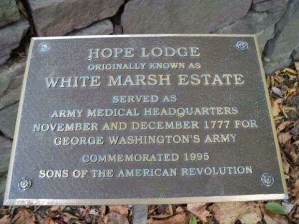 HOPE LODGE REVOLUTIONARY WAR MEMORIAL PLAQUE