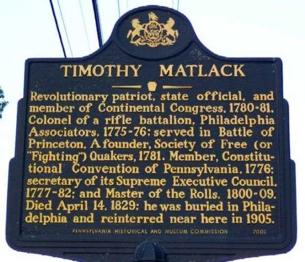 TIMOTHY MATLACK REVOLUTIONARY SOLDIER WAR MEMORIAL MARKER