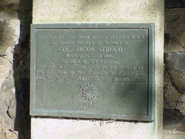 COL. JACOB STROUD REVOLUTIONARY WAR MEMORIAL PLAQUE