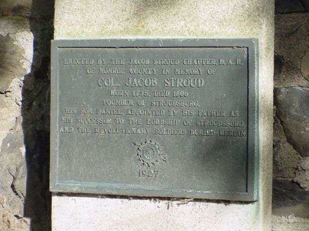 COL. JACOB STROUD REVOLUTIONARY WAR MEMORIAL PLAQUE