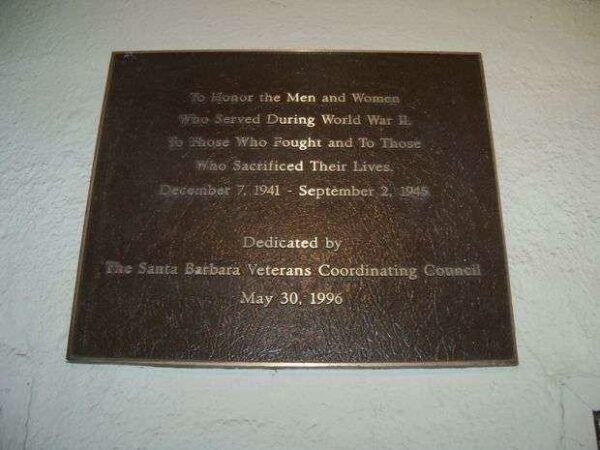 SANTA BARBARA VETERANS’ MEMORIAL BUILDING PLAQUE C