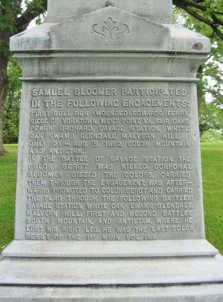 SAMUEL BLOOMER CIVIL WAR MEMORIAL STONE TABLET B