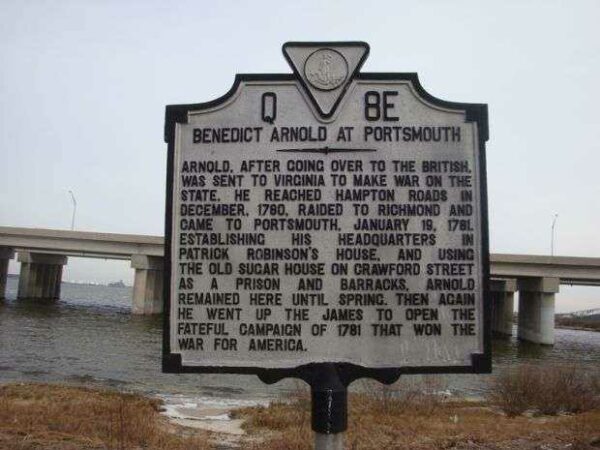 BENEDICT ARNOLD AT PORTSMOUTH WAR MEMORIAL MARKER