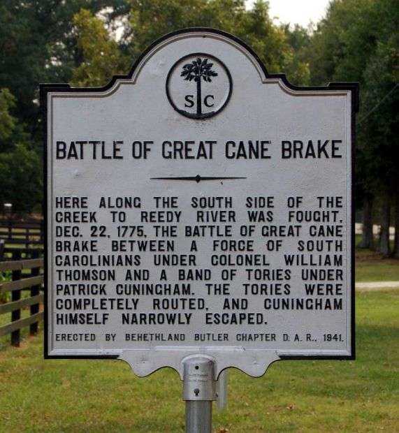 BATTLE OF GREAT CANE BRAKE WAR MEMORIAL MARKER