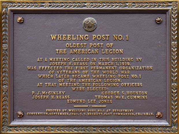 WHEELING POST NO. 1 WAR MEMORIAL PLAQUE
