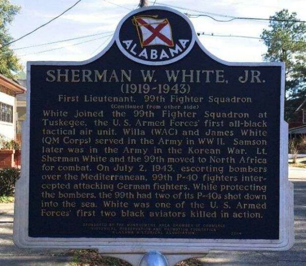 SHERMAN W. WHITE, JR. WAR MEMORIAL MARKER BACK