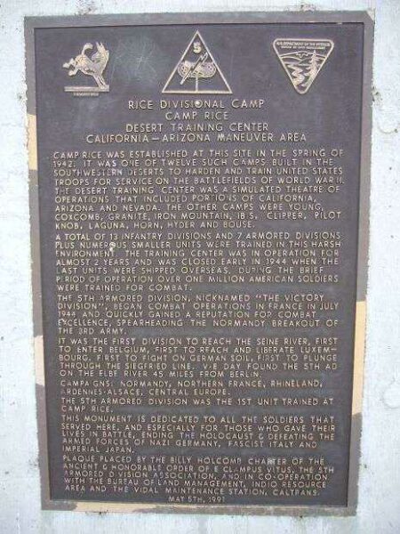 RICE DIVISIONAL CAMP WAR MEMORIAL