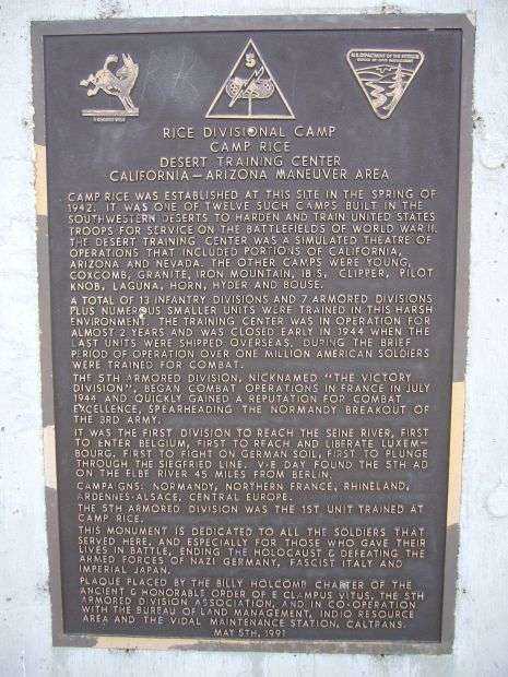 RICE DIVISIONAL CAMP WAR MEMORIAL