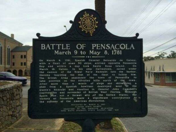 BATTLE OF PENSACOLA REVOLUTIONARY WAR MEMORIAL MARKER