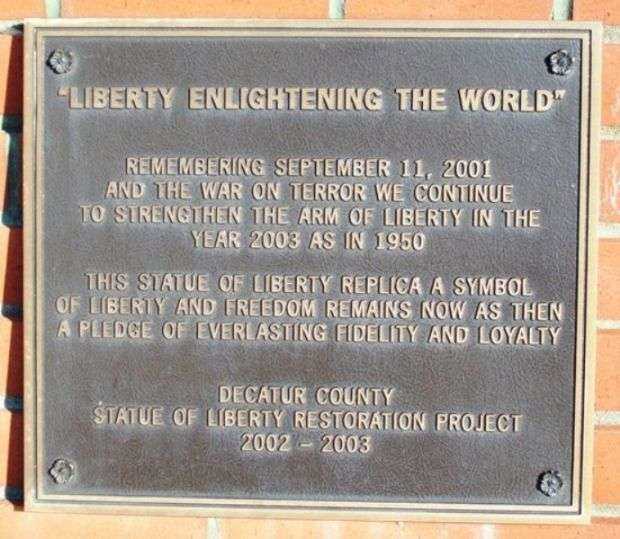 “LIBERTY ENLIGHTENING THE WORLD” MEMORIAL PLAQUE