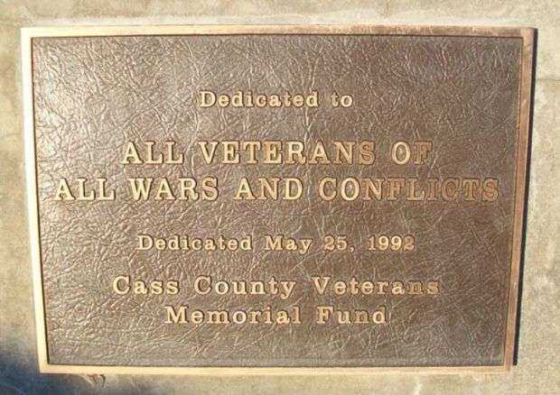 CASS COUNTY WAR VETERANS MEMORIAL CANNON PLAQUE