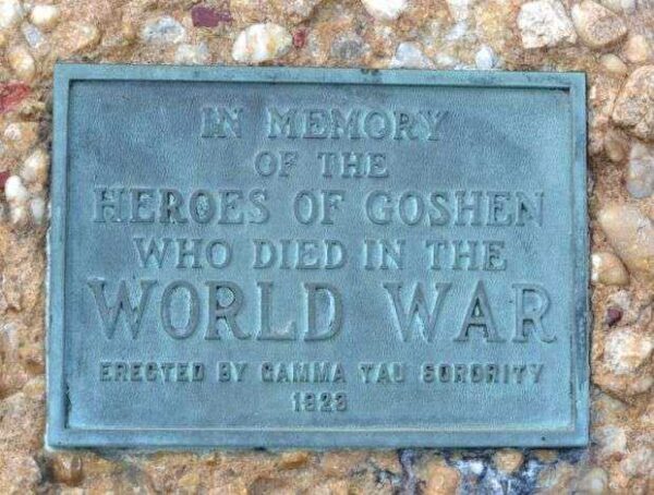 GOSHEN WORLD WAR I MEMORIAL PLAQUE
