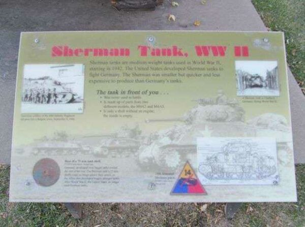 CARVER COUNTY WORLD WAR II SHERMAN TANK MEMORIAL PLAQUE