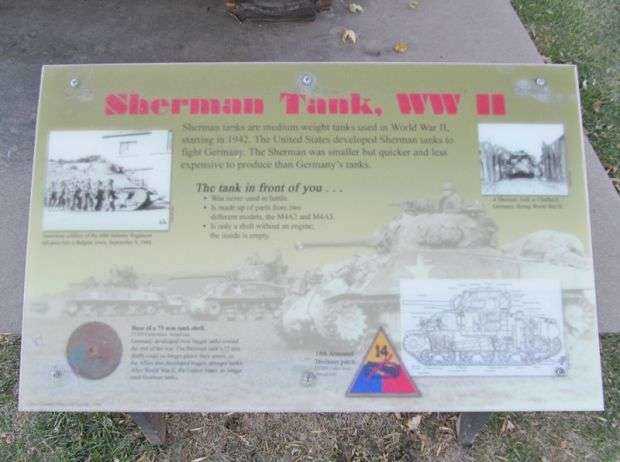 CARVER COUNTY WORLD WAR II SHERMAN TANK MEMORIAL PLAQUE