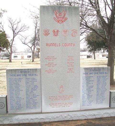 RUNNELS COUNTY WAR VETERANS MEMORIAL