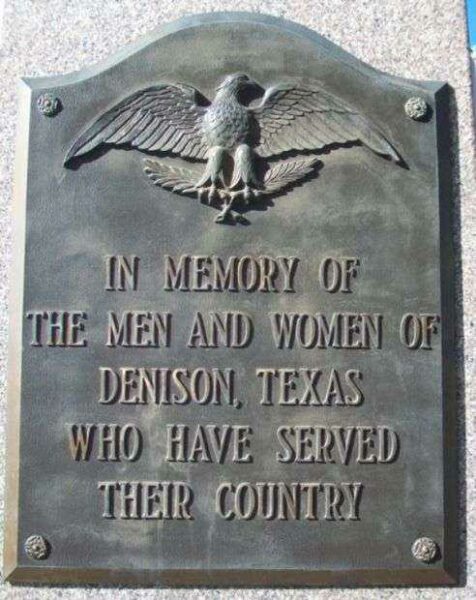 DENISION VETERANS MEMORIAL PLAQUE