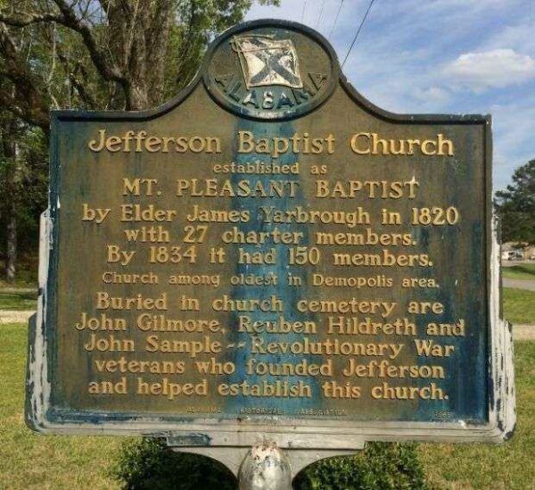 JEFFERSON BAPTIST CHURCH REVOLUTIONARY WAR MEMORIAL MARKER