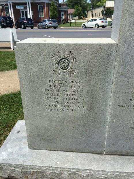 CATOOSA COUNTY WAR MEMORIAL BACK KOREAN WAR