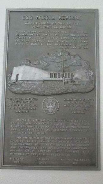 USS ARIZONA MEMORIAL PLAQUE