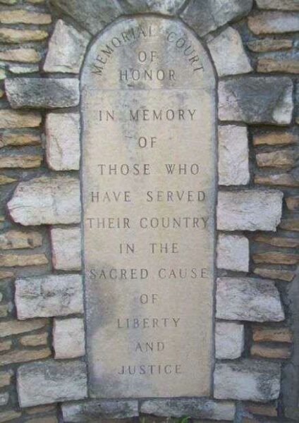 MOUNT HOPE CEMETERY WAR VETERANS MEMORIAL DEDICATION STONE