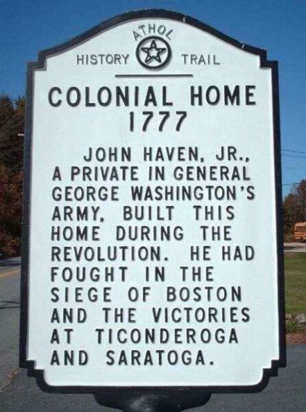 COLONIAL HOME 1777 REVOLUTIONARY WAR MEMORIAL MARKER