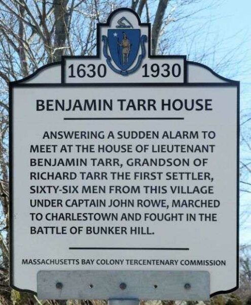 BENJAMIN TARR HOUSE REVOLUTIONARY WAR MEMORIAL MARKER