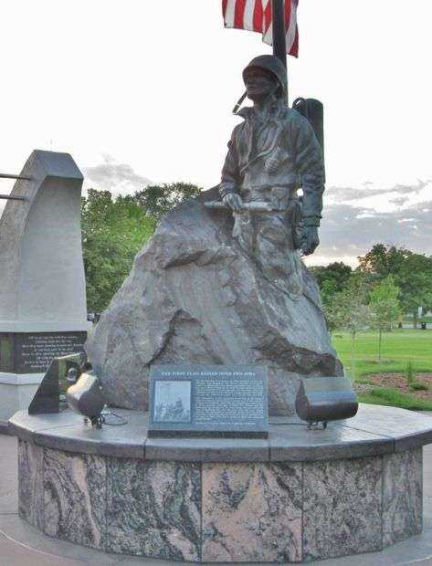 THE FIRST FLAG RAISING OVER IWO JIMA MEMORIAL
