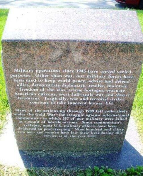 MEMORIAL PARK POST WWII MILITARY ACTIONS MEMORIAL NARRATIVE