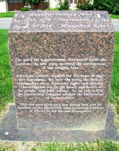 MEMORIAL PARK REVOLUTIONARY WAR MEMORIAL NARRATIVE