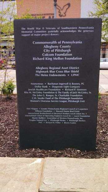 SOUTHWESTERN PENNSYLVANIA WORLD WAR II MEMORIAL PLAQUE Z