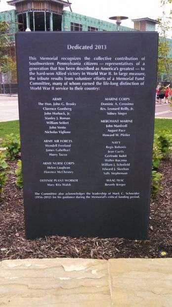 SOUTHWESTERN PENNSYLVANIA WORLD WAR II MEMORIAL PLAQUE Y