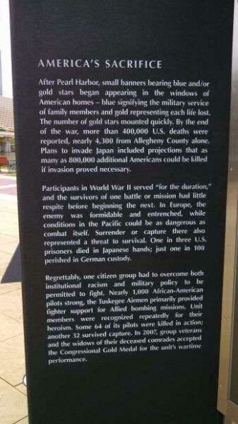 SOUTHWESTERN PENNSYLVANIA WORLD WAR II MEMORIAL PLAQUE K