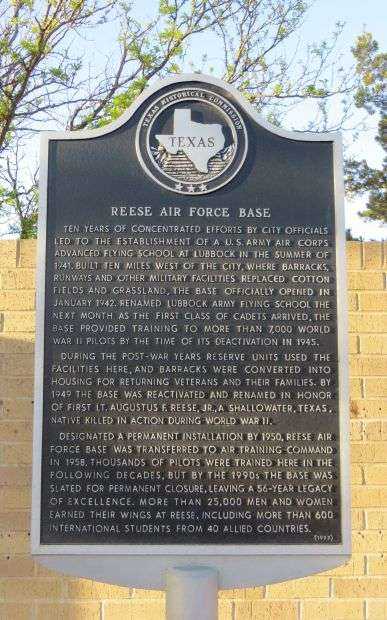 REESE AIR FORCE BASE WAR MEMORIAL MARKER